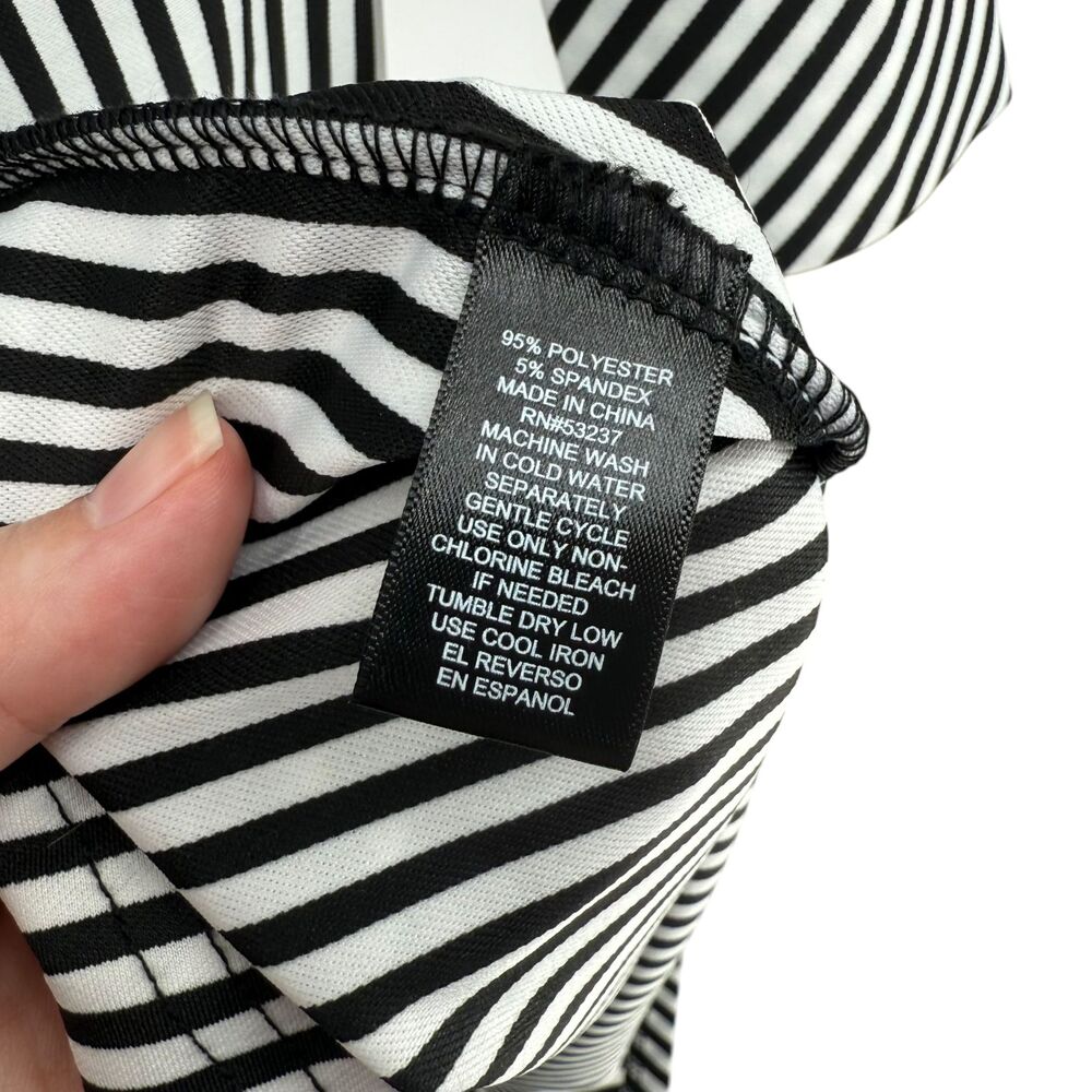 Striped Shirt Dress S Black White Belted Mlle Gabrielle Career Office Academia - Picture 16 of 16